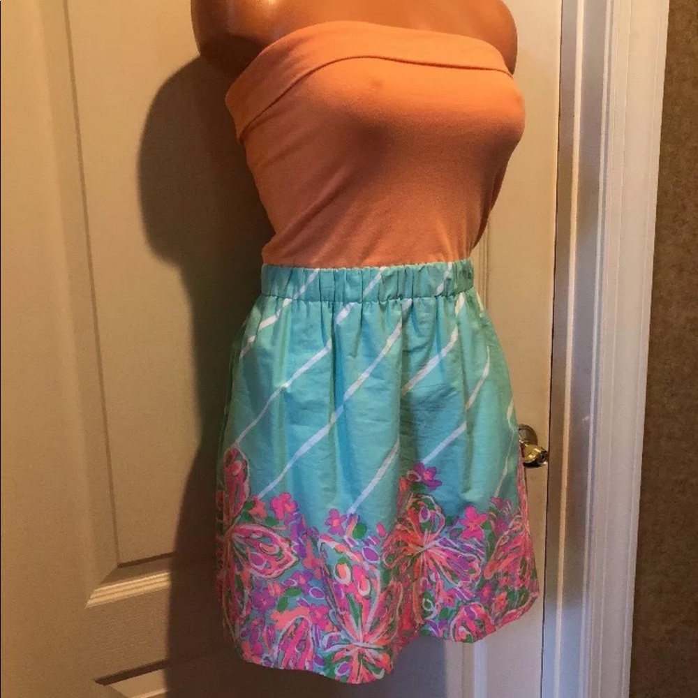 LILLY PULITZER Sun Dress Peach Turquoise XS EUC $150 - Picture 2 of 9